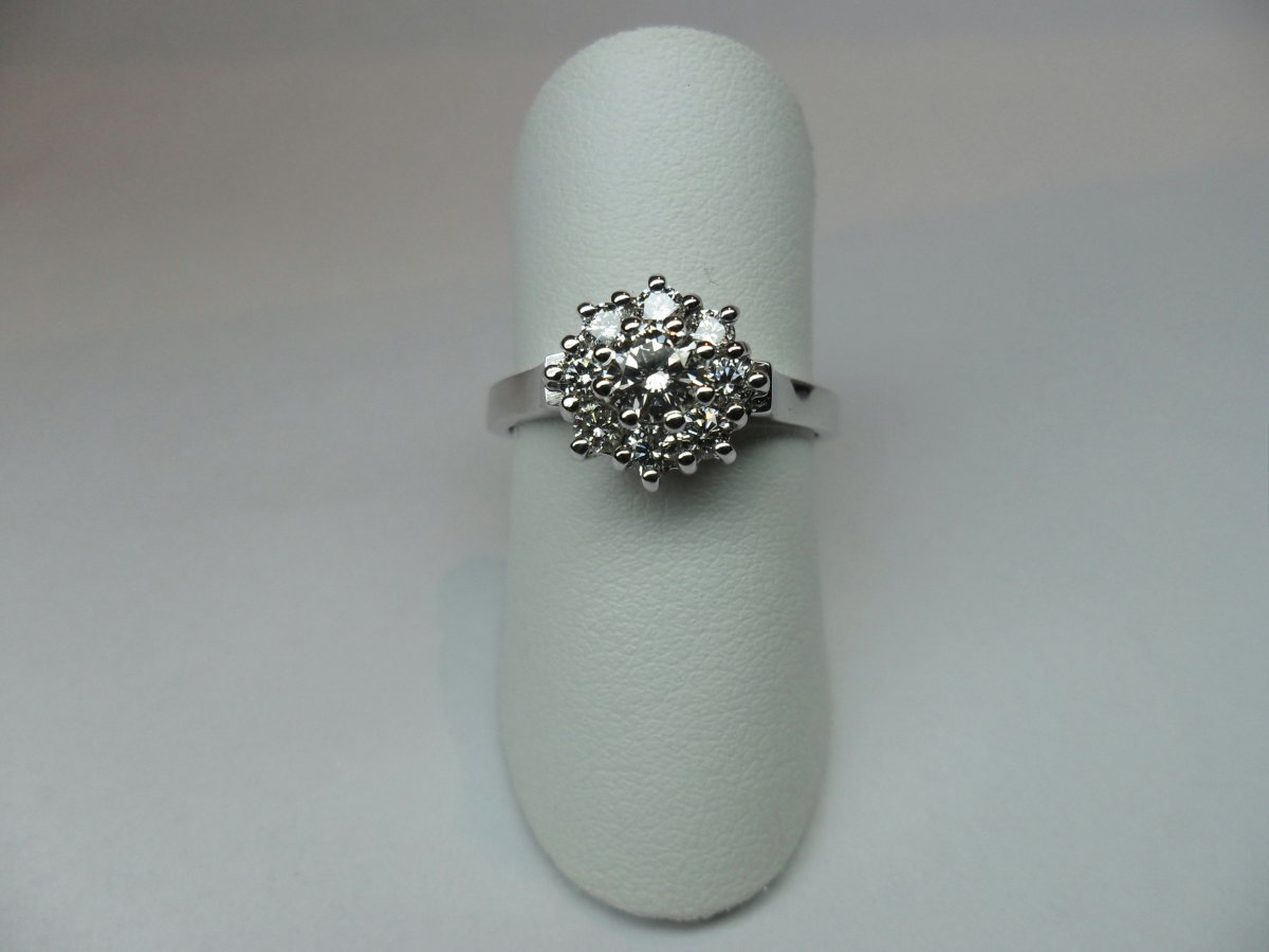 Rosette Ring Wide White Gold